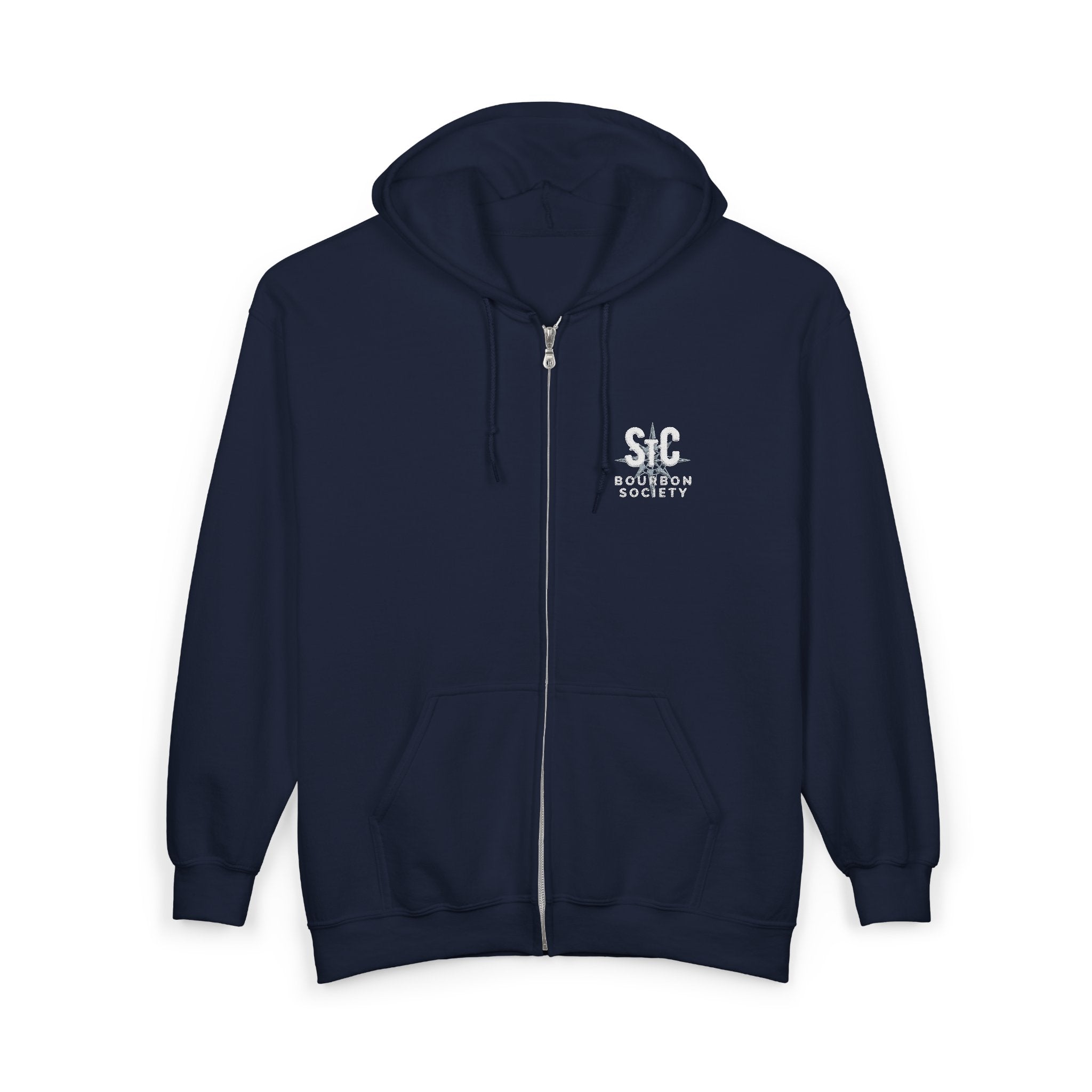 St. Charles Bourbon Society Zip Hoodie — Full‑Zip Black Bourbon Club Sweatshirt