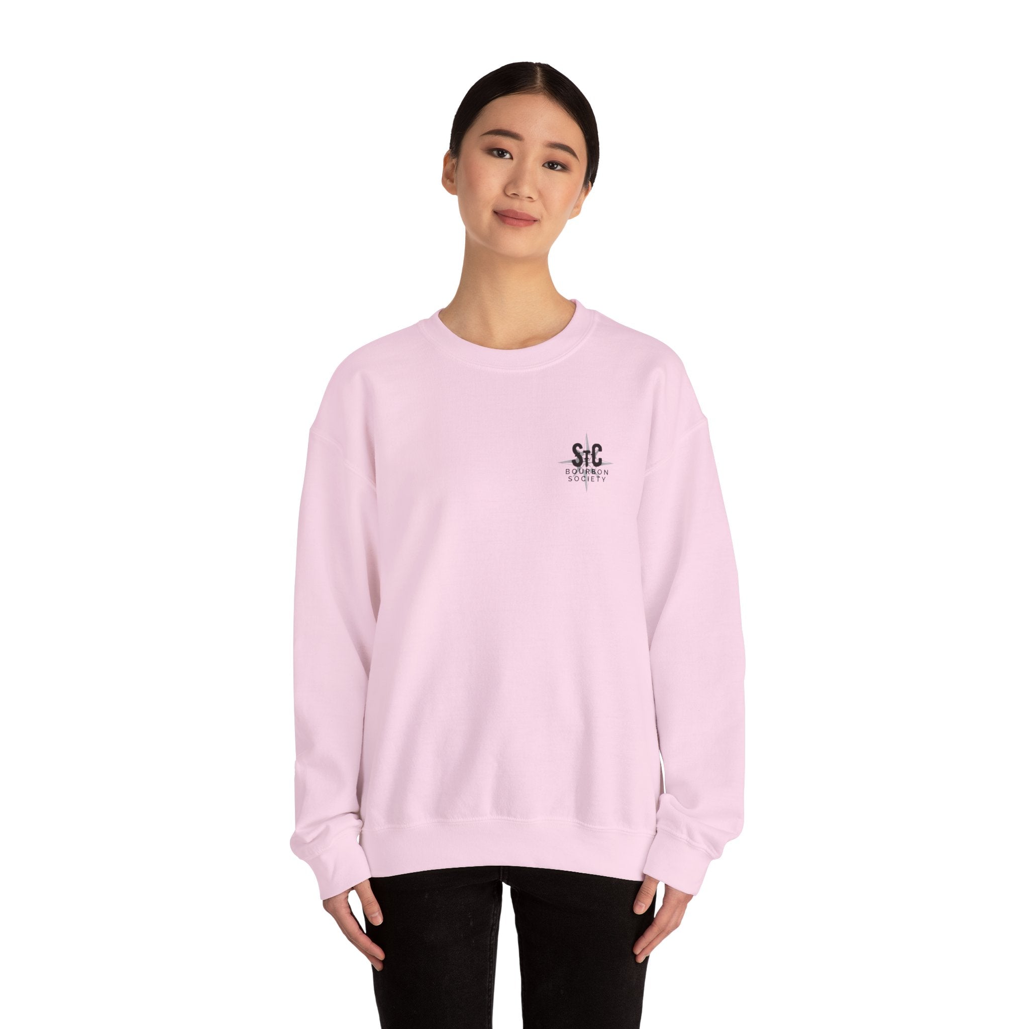 Crewneck Sweatshirt — St. Charles Bourbon Society Chest Logo & Back Text