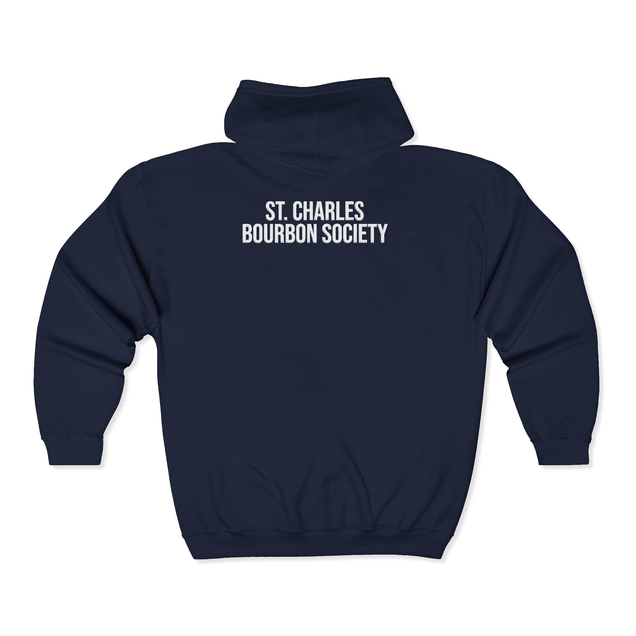 St. Charles Bourbon Society Zip Hoodie — Full‑Zip Black Bourbon Club Sweatshirt
