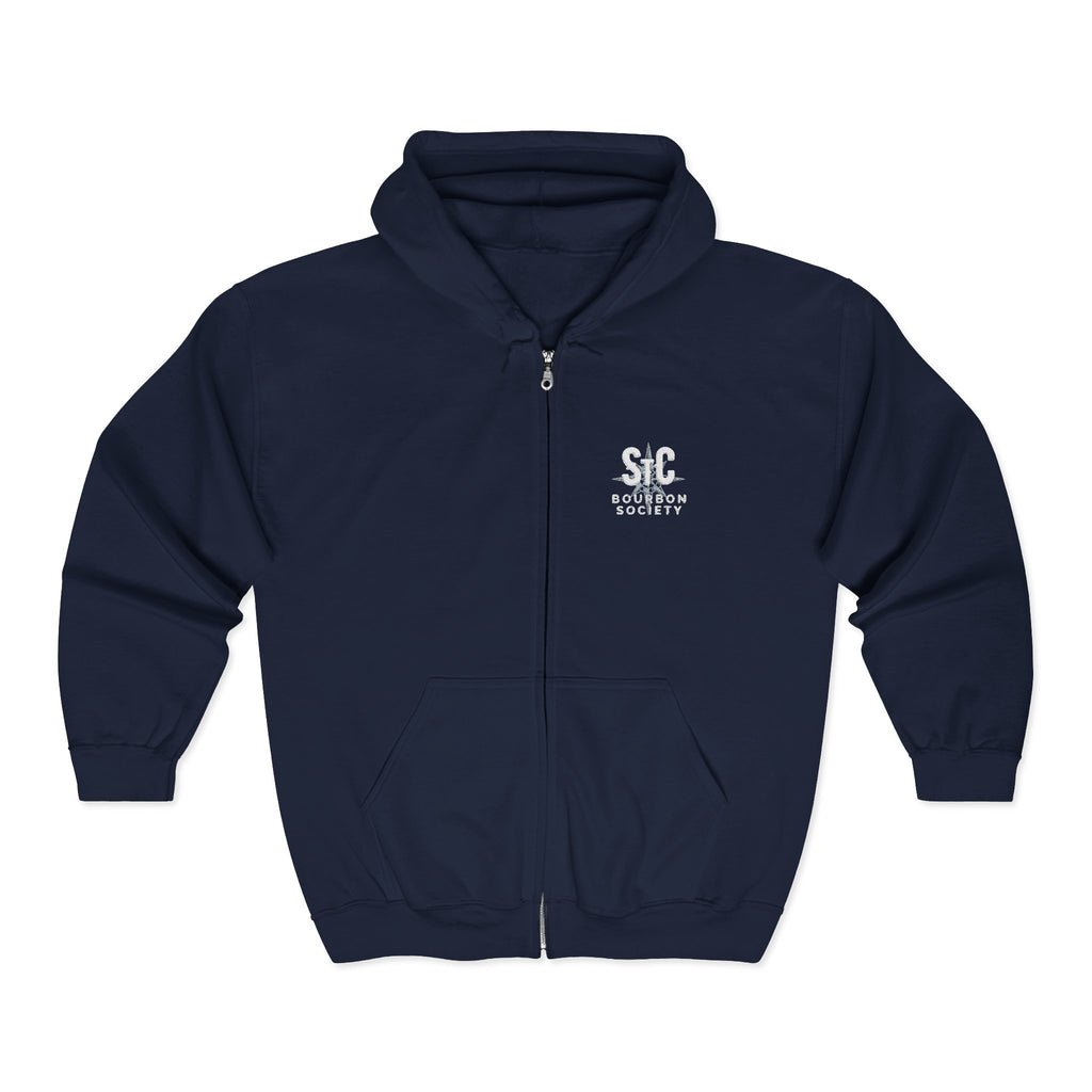 St. Charles Bourbon Society Zip Hoodie — Full‑Zip Black Bourbon Club Sweatshirt