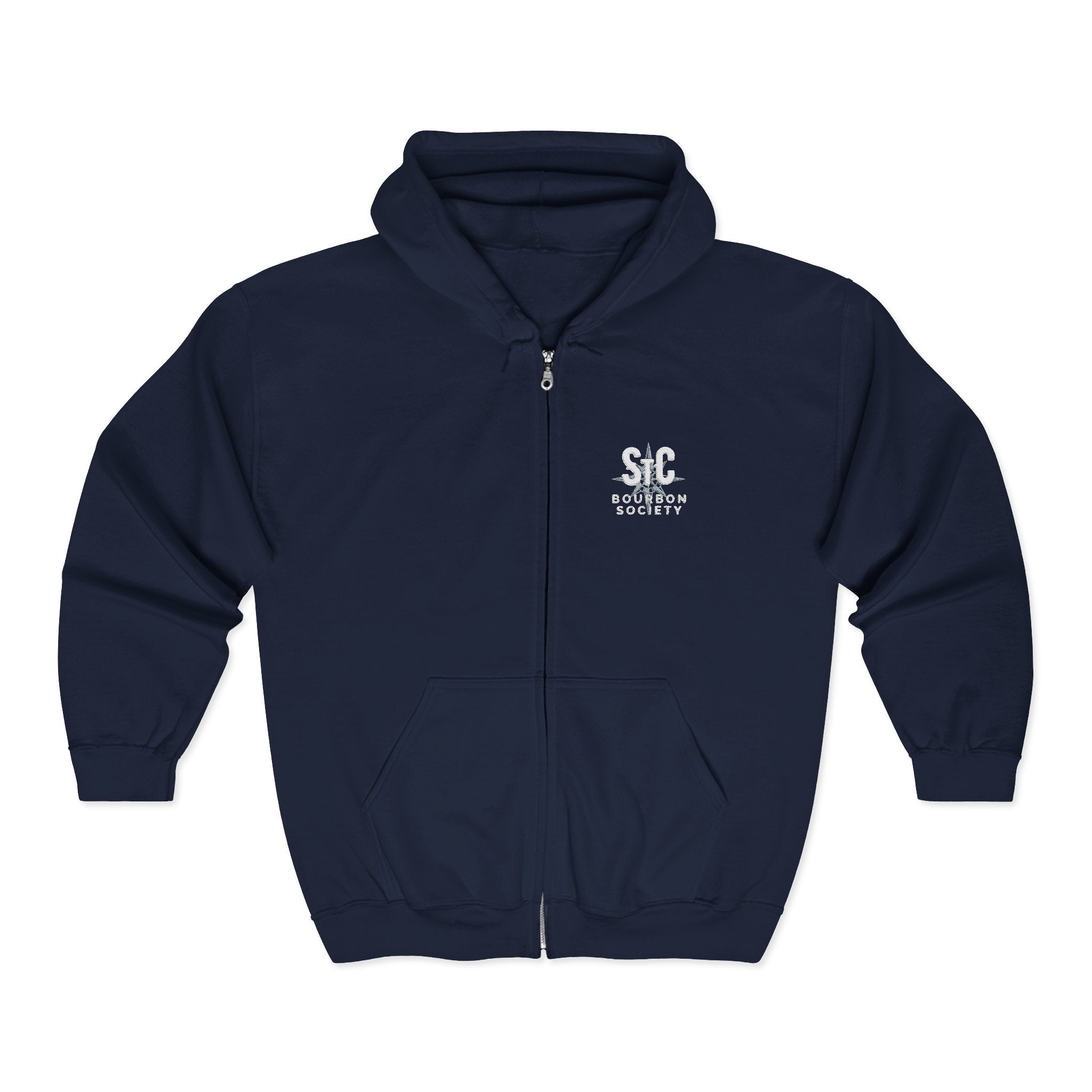 St. Charles Bourbon Society Zip Hoodie — Full‑Zip Black Bourbon Club Sweatshirt